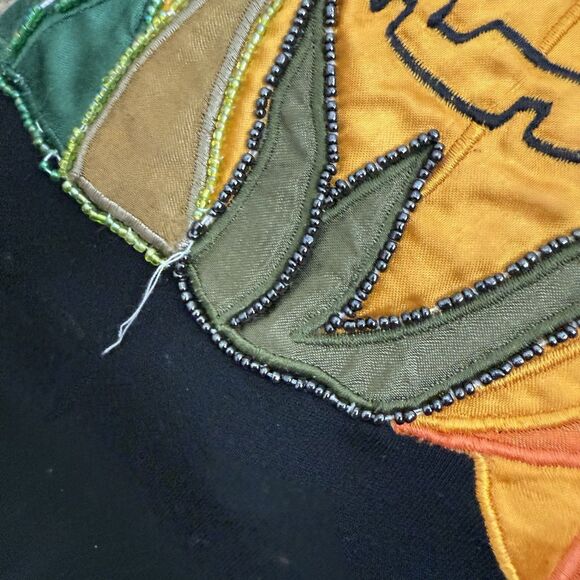 Vintage Halloween Fall Pumpkin Top Womens M Sequins Long Length - Picture 5 of 13